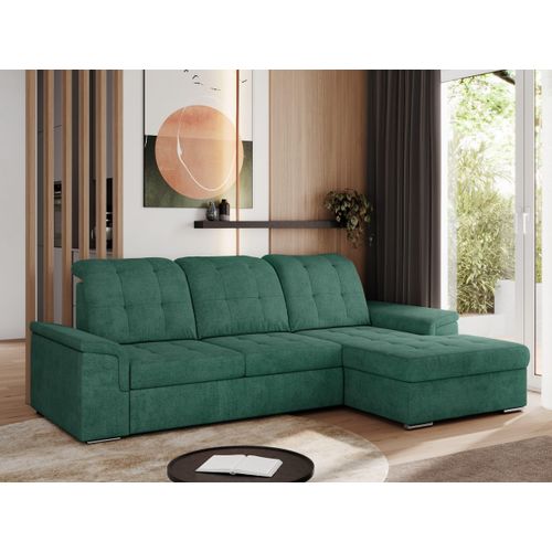 Sofa mit Schlaffunktion - Ecksofa mit Schlaffunktion und Bettkasten - Sofa 3 Sitzer - Schlafsofa - Couch - Schlafsofa mit Bettkasten - Madrito L - Grün Rechts