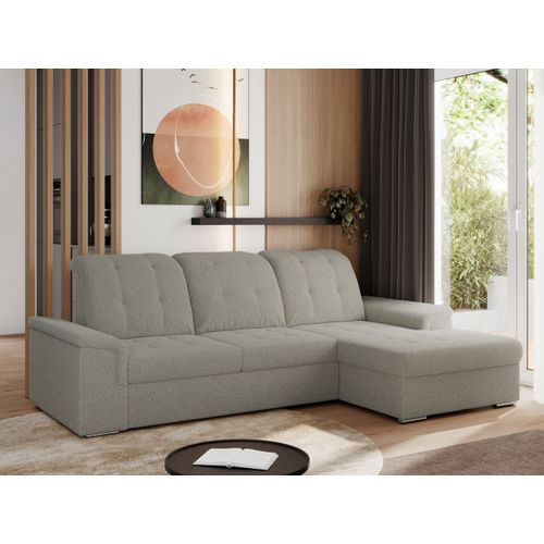 Sofa mit Schlaffunktion - Ecksofa mit Schlaffunktion und Bettkasten - Sofa 3 Sitzer - Schlafsofa - Couch - Schlafsofa mit Bettkasten - Madrito L - Hellgrau Rechts