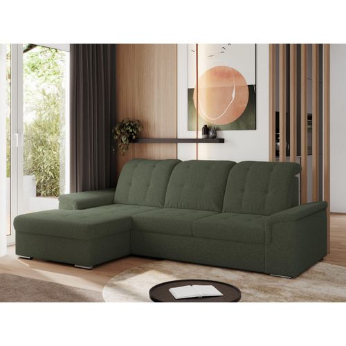 Sofa mit Schlaffunktion - Ecksofa mit Schlaffunktion und Bettkasten - Sofa 3 Sitzer - Schlafsofa - Couch - Schlafsofa mit Bettkasten - Madrito L - Grün Links