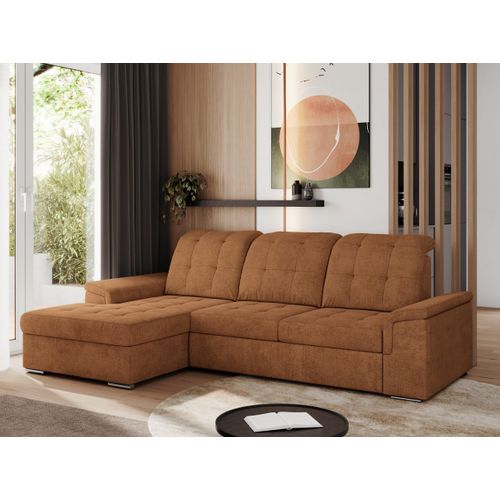 Sofa mit Schlaffunktion - Ecksofa mit Schlaffunktion und Bettkasten - Sofa 3 Sitzer - Schlafsofa - Couch - Schlafsofa mit Bettkasten - Madrito L - Orange Links