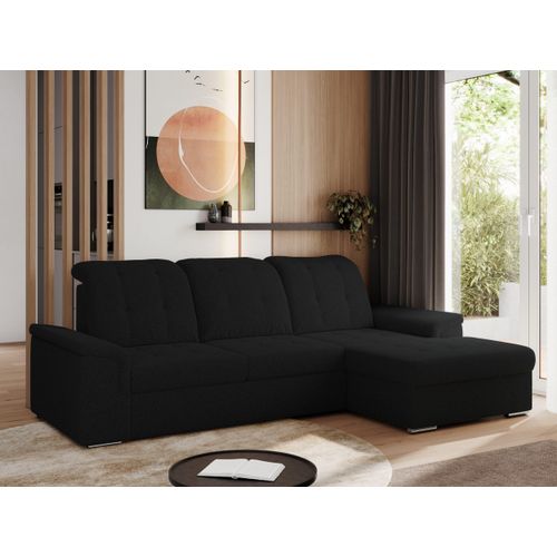 Sofa mit Schlaffunktion - Ecksofa mit Schlaffunktion und Bettkasten - Sofa 3 Sitzer - Schlafsofa - Couch - Schlafsofa mit Bettkasten - Madrito L - Schwarz Rechts