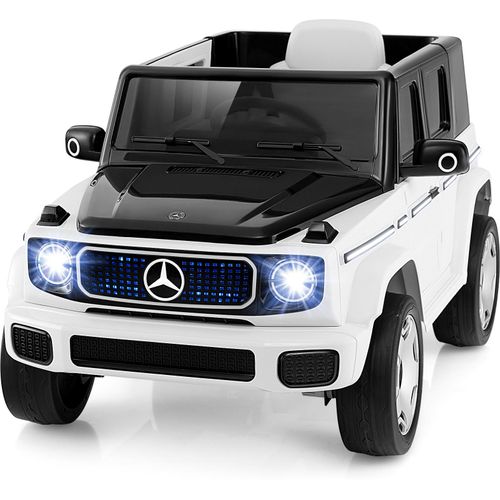 COSTWAY Lizenziertes Mercedes-Benz EQG Kinderauto, Elektrofahrzeug mit Fernsteuerung, abnehmbarer 12-V-Batterie, LED-Beleuchtung, Musik Weiß
