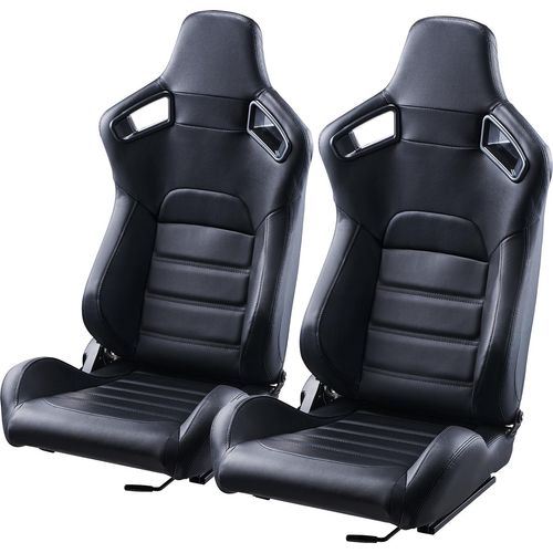 SucceBuy-Rennsitz, 2er-Set, verstellbares Renn-Cockpit mit Weitwinkel-Neigung und hochelastischem Schaumstoff, bequemer Rennstuhl mit weichem PVC-Leder und Q235B-Schieber, geeignet für Rennwagen