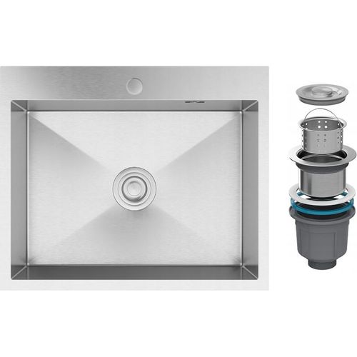 Stahlspüle Chrom 1-Kammer 60X50 Siphon