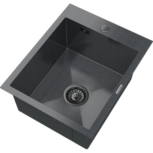 Schwarze Stahlspüle mit einem Becken Bari40