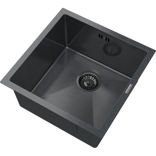 Schwarzes Stahlunterbau-Spülbecken mit einem Becken Bari44
