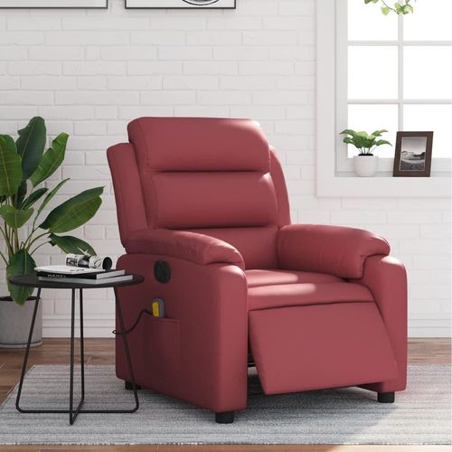 Massagesessel Elektrisch Weinrot Kunstleder - Fernseh- & Relaxsessel 3205039