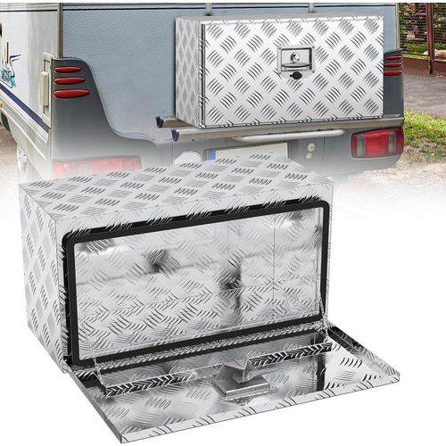 YUENFONG Aluminium Transportbox Werkzeugkiste Unterboden Lkw Box, Werkzeugkasten, Aufbewahrungsbox mit Schloss, Wasserdicht Metallbox f¹r Lkw, Transporter, Anh?nger, 760x360x405 mm