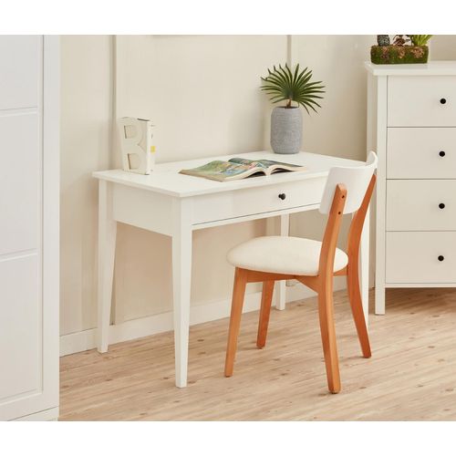 Schreibtisch Sekretär mit Stuhl Set 2tlg. Tische Kompakter Tisch Weiß 100x60