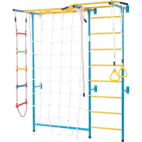 Sprossenwand Klettergerüst für Kinder - 7 in 1 Stahl Kletterwand - Multifunktionales Fitnessgerät - Spiel- und Sportgerät für zu Hause