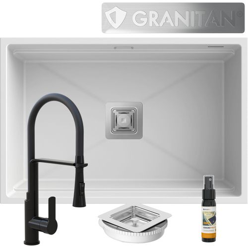 Granit Unterbaubecken Wasserhahn Siphon Quadratisch Epir