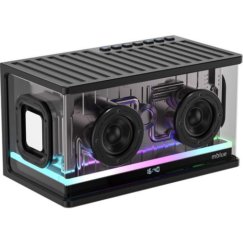 Heavy Bass BT-Lautsprecher Mechanische transparente Soundbox mit bunten Lichtern 2.1 Stereo-Sound Kabelloser tragbarer Lautsprecher fuer Partys im Freien