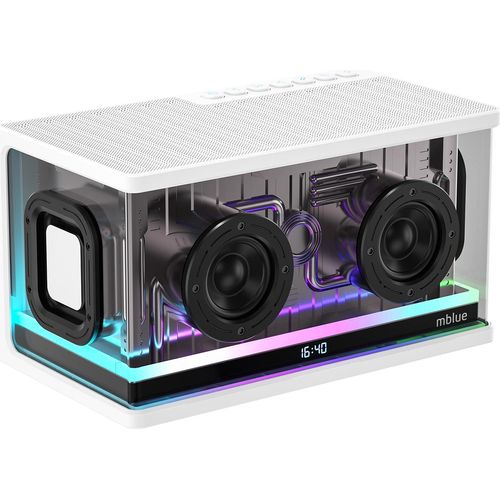 Heavy Bass BT-Lautsprecher Mechanische transparente Soundbox mit bunten Lichtern 2.1 Stereo-Sound Kabelloser tragbarer Lautsprecher fuer Partys im Freien