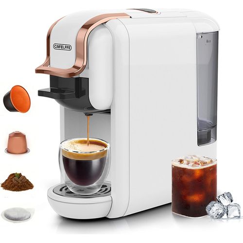 MK-603 4-in-1-Pad-Kaffeemaschine, 19 Bar, 92 ¡ãC, konstante Temperatur, 20 Sek. schnelles Aufbruehen von kaltem und heissem Kaffeepad-Kaffee, programmierbare elektrische Einzel- und Doppelportionskaffeemaschine mit automatischer Abschaltung nach 15 Min., 600 ml Wassertank, abnehmbare Tropfschale, funktioniert mit DG-/NES-Kapseln/ESE-Pads und gemahlenem Kaffee