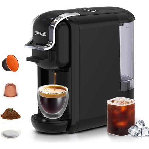 MK-603 4-in-1-Pad-Kaffeemaschine, 19 Bar, 92 ¡ãC, konstante Temperatur, 20 Sek. schnelles Aufbruehen von kaltem und heissem Kaffeepad-Kaffee, programmierbare elektrische Einzel- und Doppelportionskaffeemaschine mit automatischer Abschaltung nach 15 Min., 600 ml Wassertank, abnehmbare Tropfschale, funktioniert mit DG-/NES-Kapseln/ESE-Pads und gemahlenem Kaffee