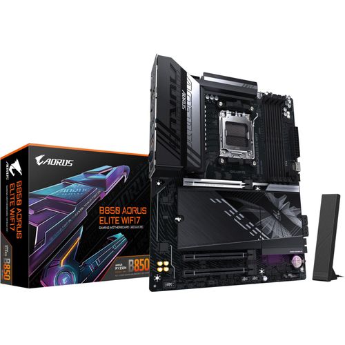 GIGABYTE B850 AORUS ELITE WIFI7 Motherboard - AMD Ryzen 9000 Serie CPUs, 14+2+2 Phasen digitales VRM, bis zu 8200MHz DDR5 (OC), 1xPCIe 5.0 + 2xPCIe 4.0 M.2, 2,5 LAN, WIFI 7, USB 3.2 Gen 2x2