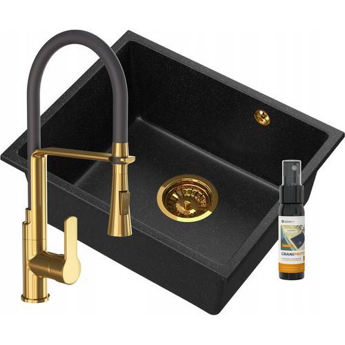 Manado Granit Unterbaubecken Gold +Vegas Wasserhahn