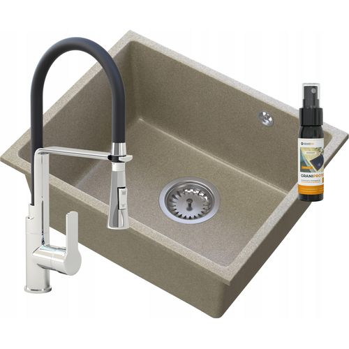 Manado Bronze Unterbaubecken Chrom + Vegas Wasserhahn