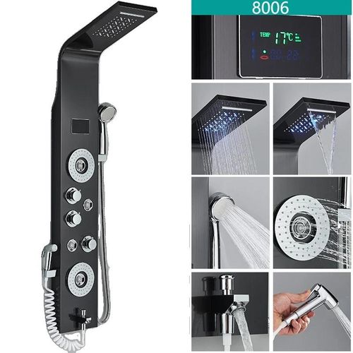 LED-Duschsystem, temperaturempfindlich, langlebiger Edelstahl, 8006 Schwarz