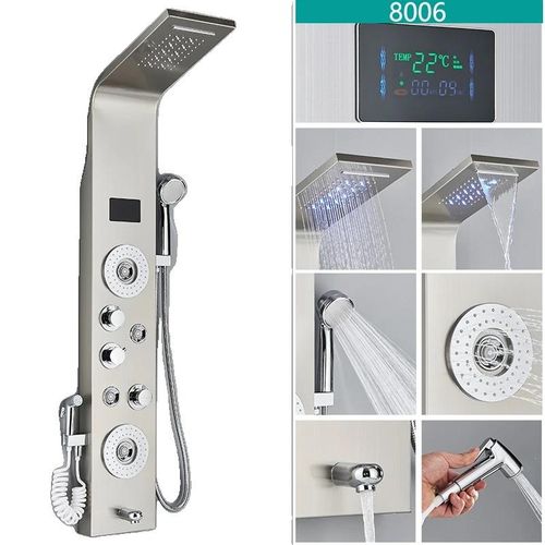 LED-Duschsystem, temperaturempfindlich, langlebiger Edelstahl, 8006 Nickel