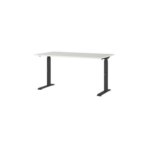 Schreibtisch Agenda, mechanisch höhenverstellbar, B 1400 x T 800 x H 680-910 mm, Lichtgrau/Silber