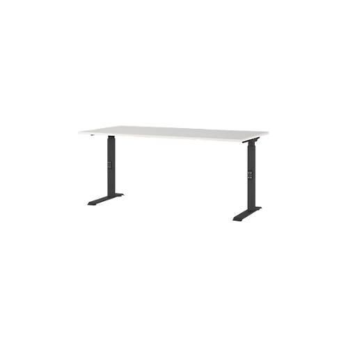 Schreibtisch Agenda, mechanisch höhenverstellbar, B 1600 x T 800 x H 680-910 mm, Lichtgrau/Schwarz