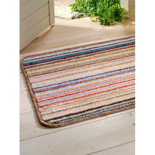 Fußmatte Gr. 1, bunt (bunt, gestreift), B:60cm H:1mm L:80cm, Polyacryl, Kunstfaser, Polyester, Kunstfaser, Teppiche, Fußmatte