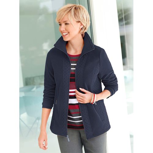 Fleecejacke CASUAL LOOKS, Damen, Gr. 42, blau (marine), 100% Polyester, unifarben, figurumspielend, Langarm, Jacken