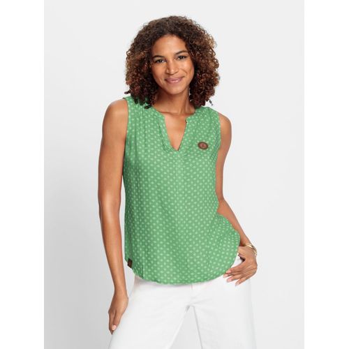 Blusentop CASUAL LOOKS, Damen, Gr. 48, grün (apfel, weiß, bedruckt), 100% Viskose, gemustert, mehrfarbig, Rundhals, ohne Ärmel, Blusen
