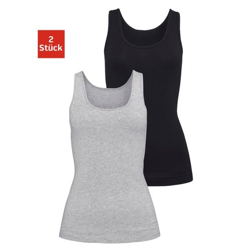 Unterhemd H.I.S, Damen, Gr. 36/38, N-Gr, grau (grau, meliert, schwarz), Single Jersey, Obermaterial: 95% Baumwolle, 5% Elasthan, unifarben, basic,casual, ärmellos, Unterhemden, aus elastischer Baumwoll-Qualität, Tanktop, Unterziehshirt