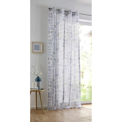 Gardine HEINE HOME Gr. 3, weiß (sanftes weiß, grau, taupe), B:135cm H:225cm, Polyester, Gardinen
