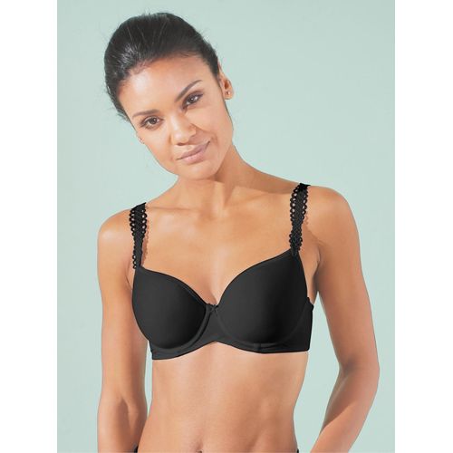 T-Shirt-BH VIANIA, Damen, Gr. 90, Cup E, schwarz, 65% Polyamid, 28% Polyester, 7% Elasthan, BHs