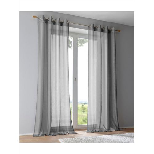 Gardine HEINE HOME Gr. 3, grau, B:130cm H:225cm, Polyester, Gardinen