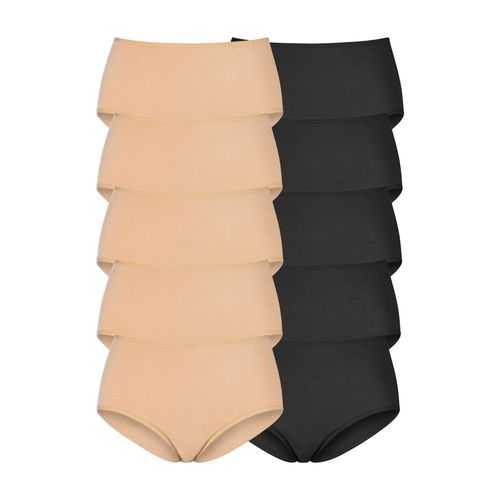 Taillenslip PETITE FLEUR, Damen, Gr. 44/46, schwarz (beige, schwarz), Single Jersey, Obermaterial: 95% Baumwolle, 5% Elasthan, unifarben, körpernah, Unterhosen, aus elastischer Baumwolle