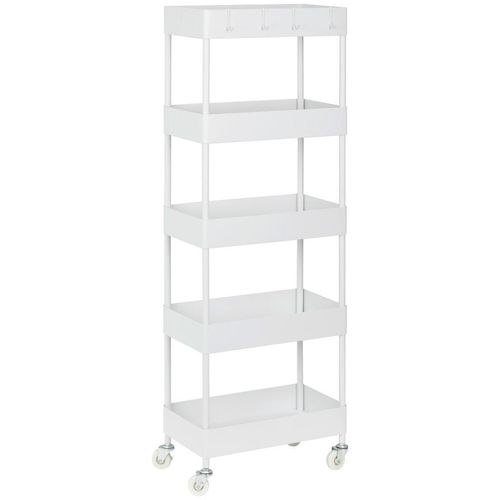 PBJ Servierwagen , Weiß , Metall, Kunststoff , Rollen , 40x116x22 cm , einfacher Aufbau , Esszimmer, Barmöbel, Barwagen