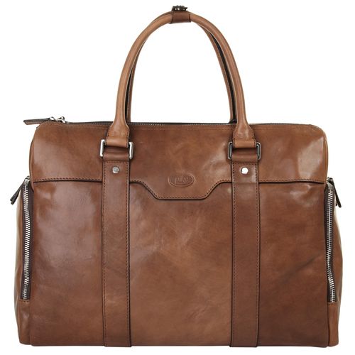 Aktentasche PIKÉ, Damen, Gr. B/H/T: 40cm x 30cm x 15cm onesize, braun, Leder, glänzend, beschichtet, Taschen, echt Leder