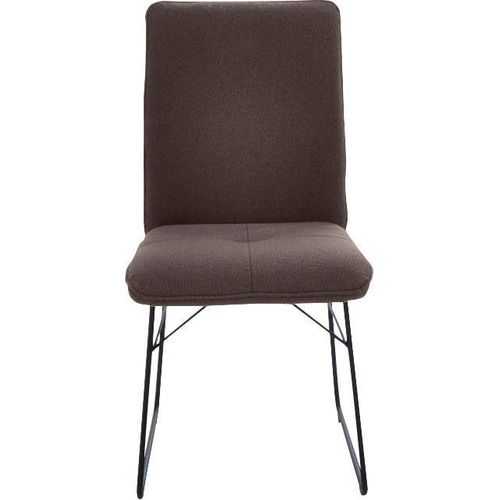 Kufenstuhl K+W KOMFORT & WOHNEN, braun (dunkelbraun, schwarz), B:46cm H:91cm T:62cm, Stühle, Drahtgestell in Metall schwarz, Griff am Rücken, Steppung im Sitz