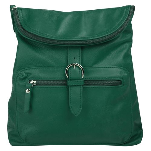 Cityrucksack FORTY, Gr. B/H/T: 28cm x 30cm x 8cm, onesize, grün (dunkelgrün), Rindsleder, Leder, casual, Rucksäcke, echt Leder, Made in Italy