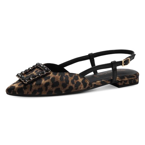 Slingpumps TAMARIS, Damen, Gr. 37, leodruck, Textil, Lederimitat, animal-print, modisch, Schuhe, Blockabsatz, Sommerschuh mit schickem Schmuckelement
