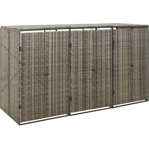 Mülltonnenbox für 3 Tonnen Grau 207x80x117 cm Poly Rattan