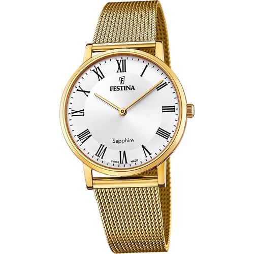 Festina Herren Uhr Swiss Edelstahlarmband gold D2UF20022/4