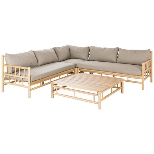 Ambia Garden Loungegarnitur , Taupe, Teak , Holz, Textil , Akazie , Hartholz , Füllung: Kaltschaum , 231.5x231.5 cm , Loungemöbel, Loungemöbel-Sets
