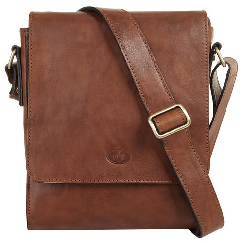 Umhängetasche PIKÉ, Damen, Gr. B/H/T: 28cm x 23cm x 7cm onesize, braun, Leder, glänzend, beschichtet, Taschen, echt Leder, Made in Italy