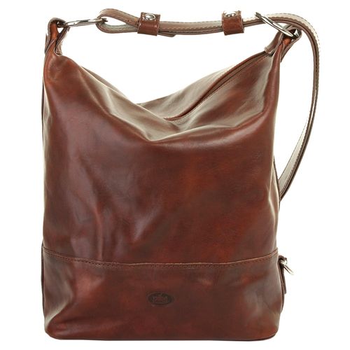 Cityrucksack PIKÉ, Gr. B/H/T: 33cm x 30cm x 18cm, onesize, braun, Rindsleder, Leder, klassisch, Rucksäcke, echt Leder, Made in Italy