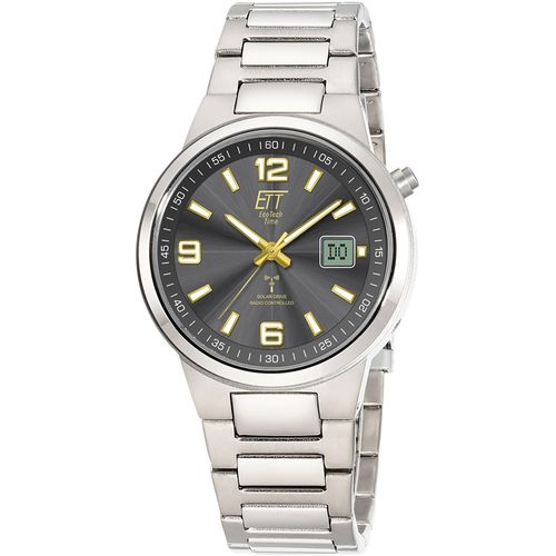 Funkuhr ETT, titansilberfarben, anthrazit, Armbanduhren, Herren, Armbanduhr, Herrenuhr, Solar, Titan, analog, digital