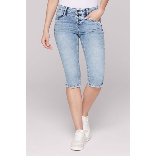 Jeansshorts SOCCX, Damen, Gr. 26, Kurz, blau, Material: 96% Baumwolle, 3% Polyester, 1% Elasthan, Abriebeffekte, casual, regular fit, Jeans, mit Schlitz am Saum