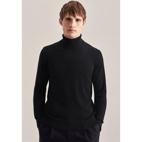 Pullunder SEIDENSTICKER, Herren, Gr. M, schwarz, 100% Wolle, unifarben, regular fit, Rundhals, Langarm, Pullover, Rundhals Uni