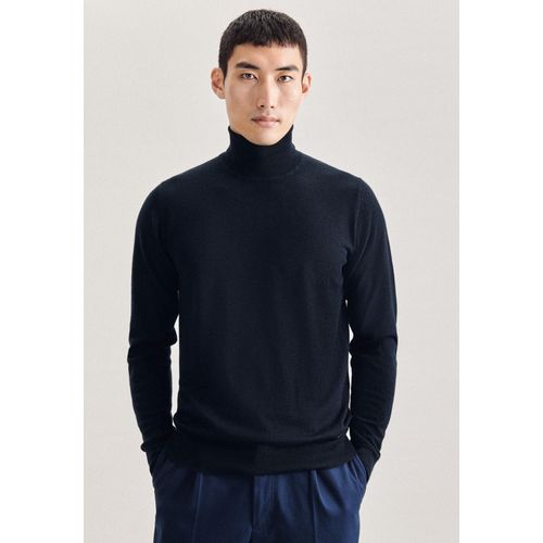 Pullunder SEIDENSTICKER, Herren, Gr. S, blau (dunkelblau), 100% Wolle, unifarben, regular fit, Rundhals, Langarm, Pullover, Rundhals Uni