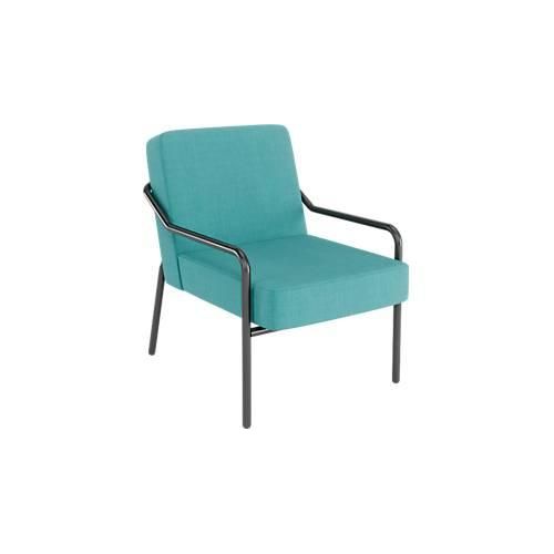 Sessel meet® by Paperflow MEDSO Klassik M, gepolstert, Sitzfläche austauschbar, B 580 x T 743 x H 736 mm, Stoff und Stahl, blau/mattschwarz