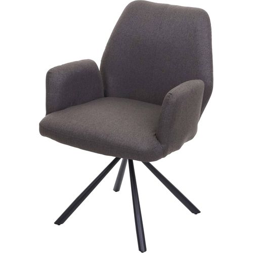 Esszimmerstuhl HWC-H71, Küchenstuhl Lehnstuhl Stuhl, Stoff/Textil Stahl grau-braun